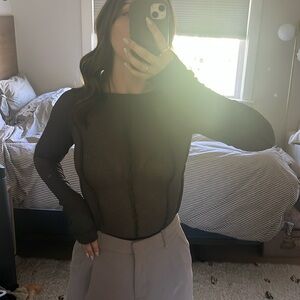 Weekday Dark Green Ribbed Long Sleeve